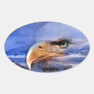 NATIVE AMERICAN / WOLF SPIRIT ART OVAL STICKER