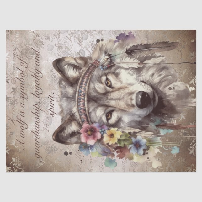 Native American Wolf Tissue Paper (Front)