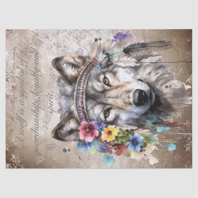 Native American Wolf Tissue Paper (Front)