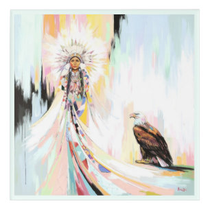 Native American Woman And Eagle Acrylic Print