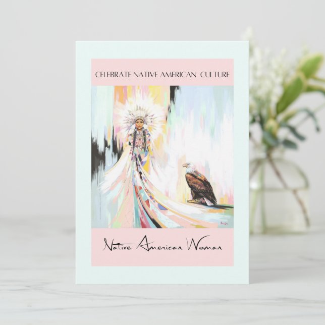 Native American Woman And Eagle Invitation (Standing Front)