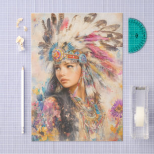 Native American Woman Decoupage Tissue Paper