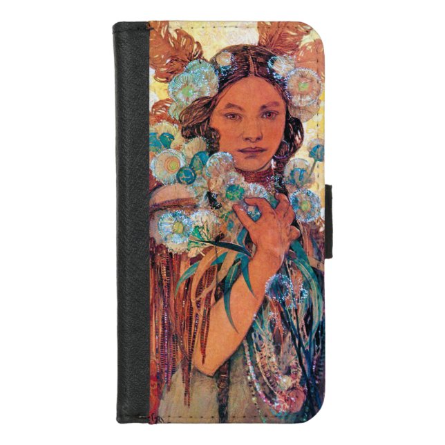 Native American Woman, Mucha iPhone Wallet Case (Front)