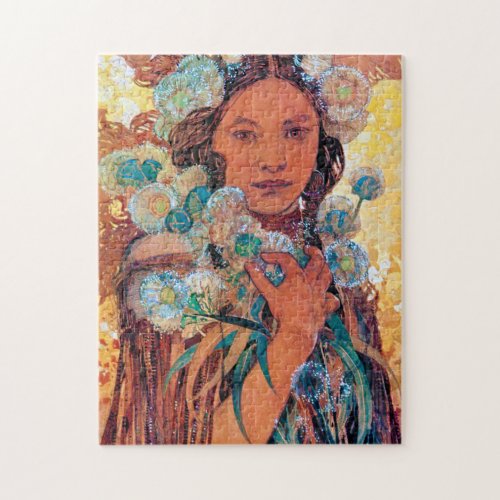 Native American Woman Mucha Jigsaw Puzzle