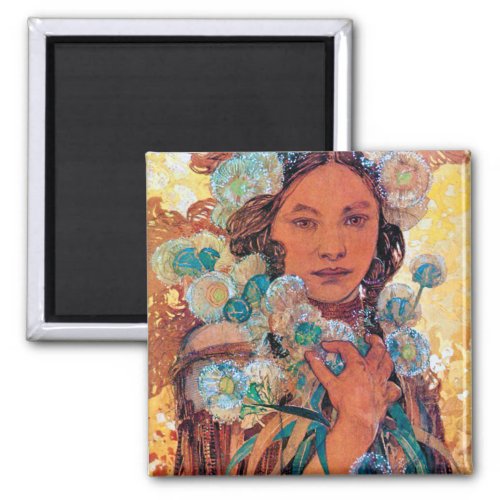 Native American Woman Mucha Magnet