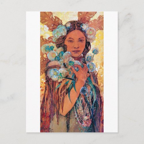 Native American Woman Mucha Postcard