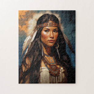 Native American Woman Portrait Jigsaw Puzzle