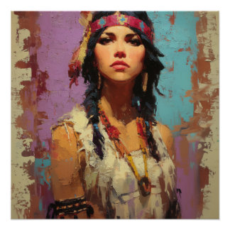 Native American Woman Portrait Poster
