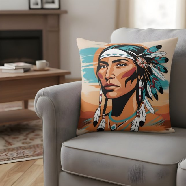 Native American Woman Throw Pillow (Creator Uploaded)