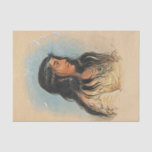 Native American Woman Watercolor Painting Tribe Tissue Paper