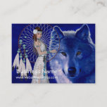 Native American Woman &amp; Wolf D2 Business Cards at Zazzle
