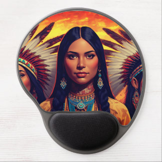 Native American Women In Front of a Golden Sunset Gel Mouse Pad