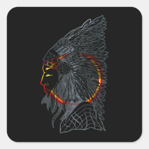 Native American Women Sun Indian Hope Square Sticker
