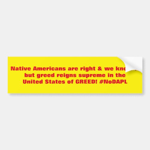 Native Americans are right NoDAPL Bumper Sticker