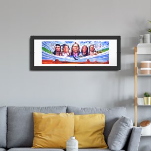 Native Americans Black Metal Inset Faux White Mat Framed Art