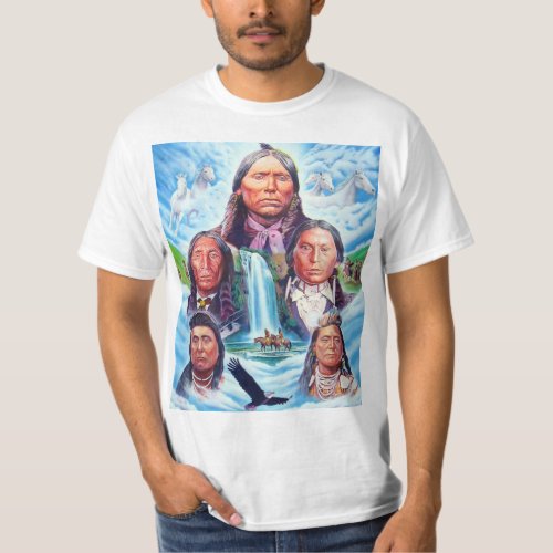 Native Americans Colorful Painting Mens White T_Shirt