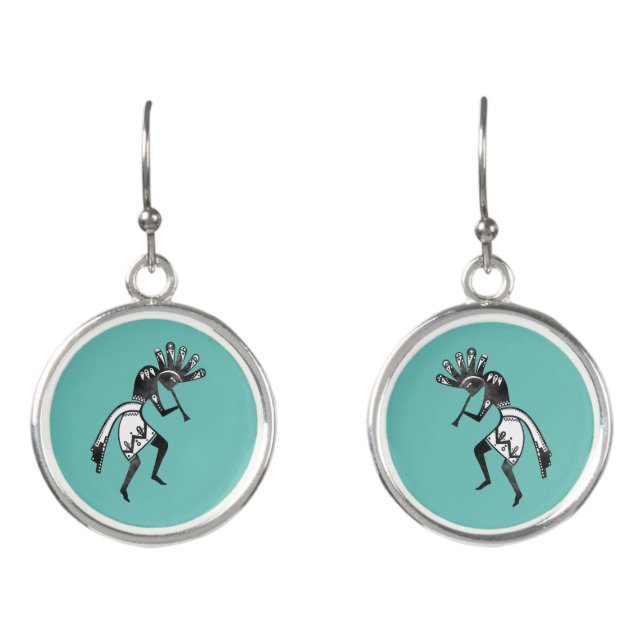Native Americans Culture - Dancing Kokopelli 1 Earrings (Front)