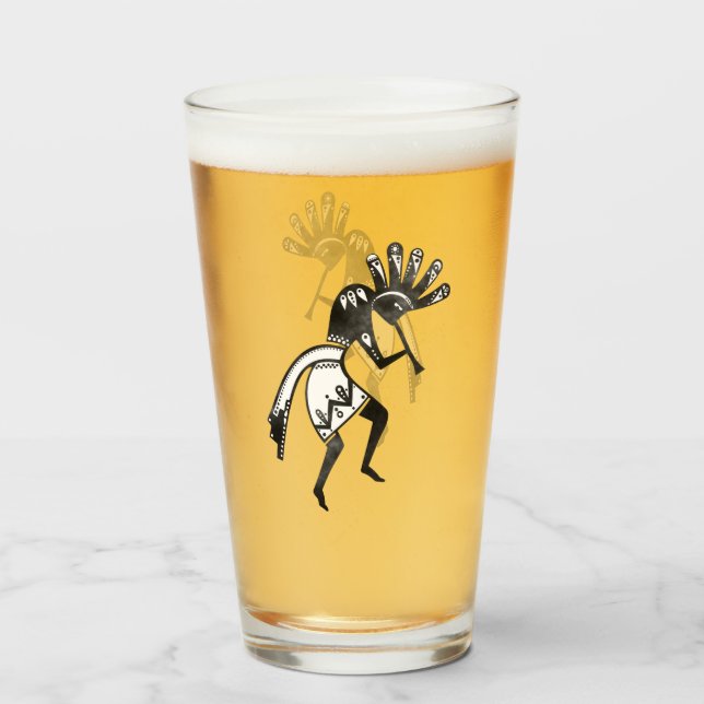 Native Americans Culture - Dancing Kokopelli 1 Glass (Front Filled)