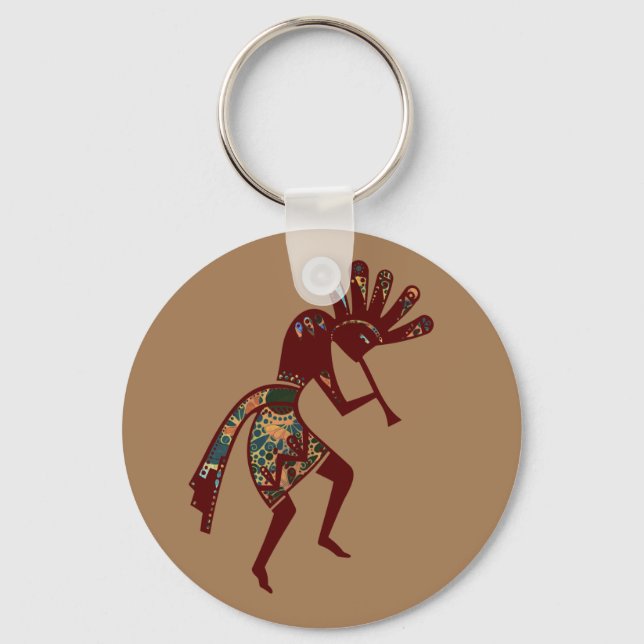 Native Americans Culture - Dancing Kokopelli 3 Keychain (Front)