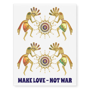 Native Americans Culture - Dancing Kokopelli 3 Temporary Tattoos