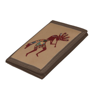 Native Americans Culture - Dancing Kokopelli 3 Trifold Wallet