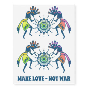 Native Americans Culture - Dancing Kokopelli 5 Temporary Tattoos