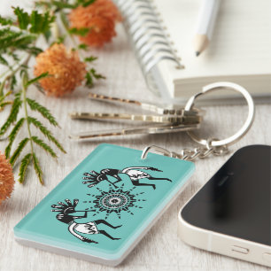 Native Americans Culture - Sun Dancing Kokopelli 1 Keychain