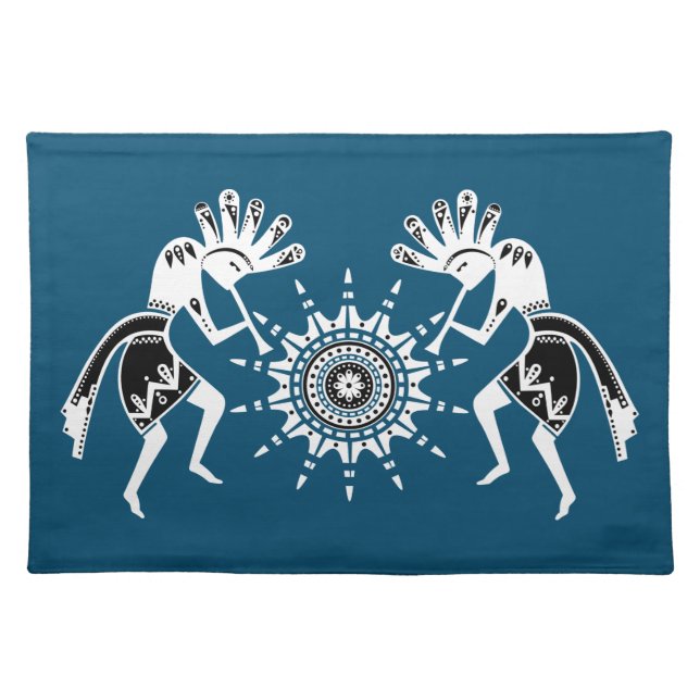 Native Americans Culture - Sun Dancing Kokopelli 2 Cloth Placemat (Front)