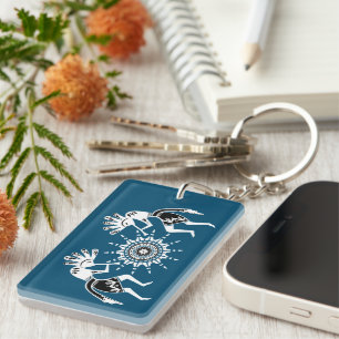 Native Americans Culture - Sun Dancing Kokopelli 2 Keychain