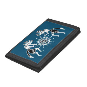 Native Americans Culture - Sun Dancing Kokopelli 2 Tri-fold Wallet