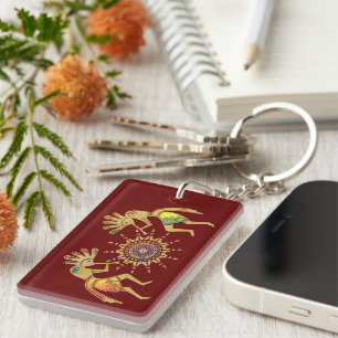 Native Americans Culture - Sun Dancing Kokopelli 3 Keychain