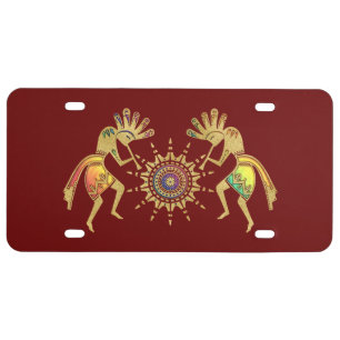 Native Americans Culture - Sun Dancing Kokopelli 3 License Plate