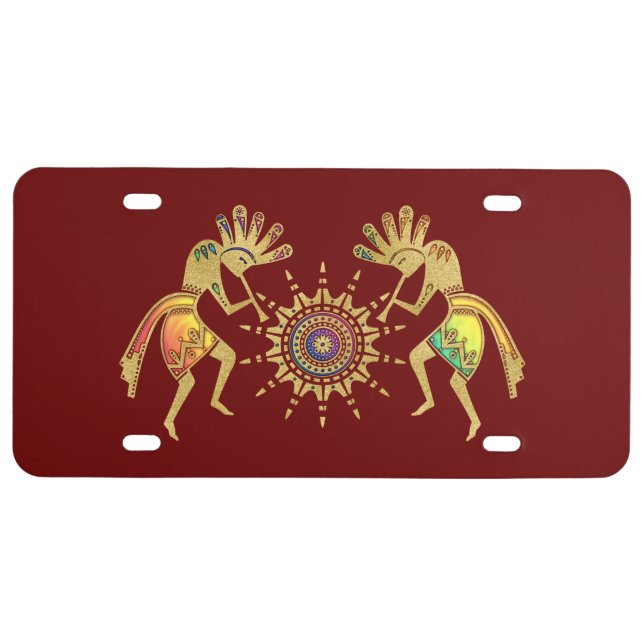 Native Americans Culture - Sun Dancing Kokopelli 3 License Plate (Front)