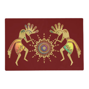 Native Americans Culture - Sun Dancing Kokopelli 3 Placemat