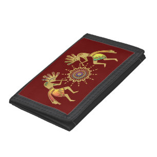 Native Americans Culture - Sun Dancing Kokopelli 3 Tri-fold Wallet