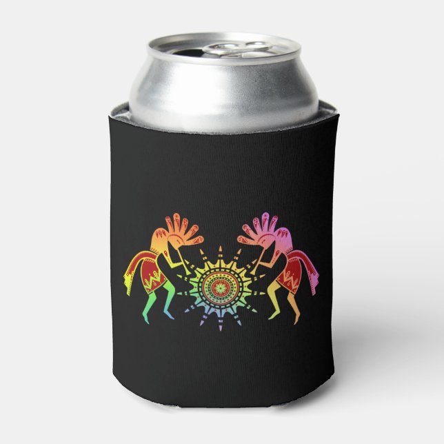 Native Americans Culture - Sun Dancing Kokopelli 4 Can Cooler (Can Front)