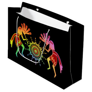Native Americans Culture - Sun Dancing Kokopelli 4 Large Gift Bag