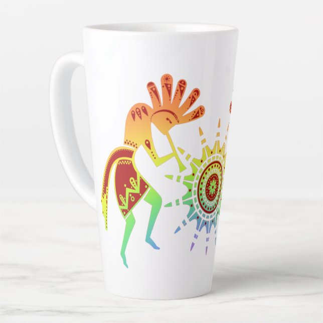 Native Americans Culture - Sun Dancing Kokopelli 4 Latte Mug (Left Angle)