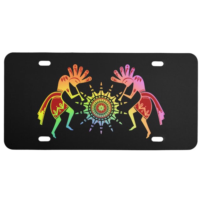 Native Americans Culture - Sun Dancing Kokopelli 4 License Plate (Front)