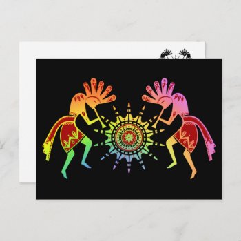Native Americans Culture - Sun Dancing Kokopelli 4 Postcard by SpiritEnergyToGo at Zazzle