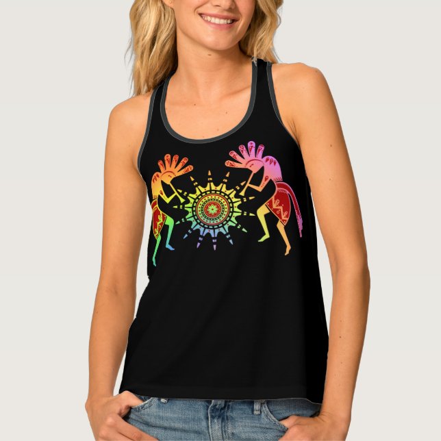 Native Americans Culture - Sun Dancing Kokopelli 4 Tank Top (Front)