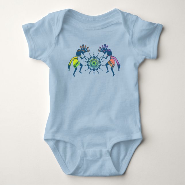 Native Americans Culture - Sun Dancing Kokopelli 5 Baby Bodysuit (Front)