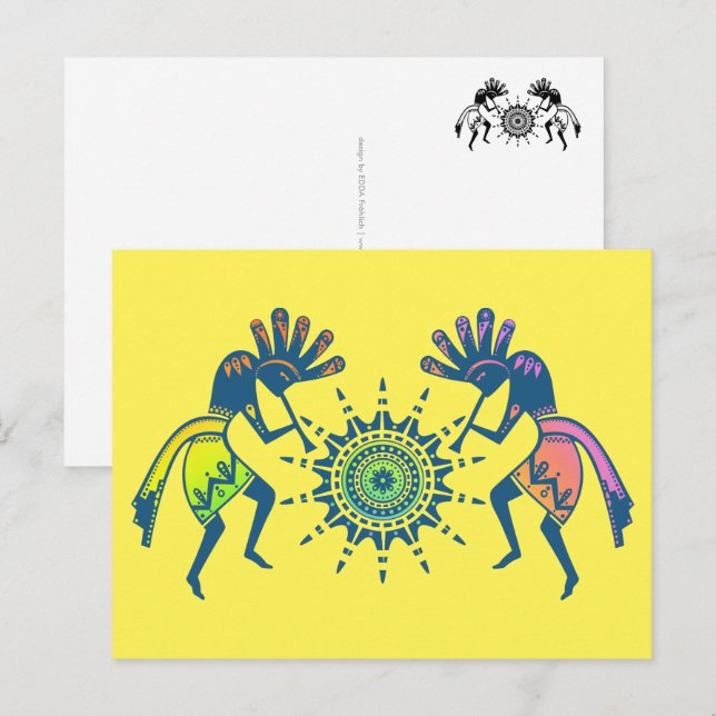 Native Americans Culture - Sun Dancing Kokopelli 5 Postcard (Front/Back)