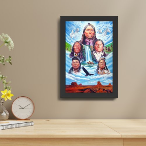 Native Americans Elegant Colorful Painting Framed Art