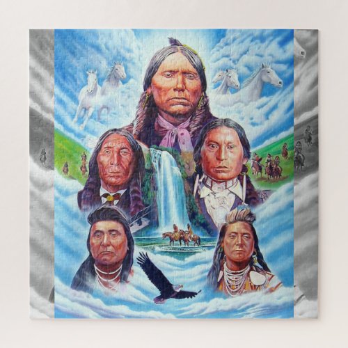 Native Americans Famous Indian Chiefs Painting Jigsaw Puzzle