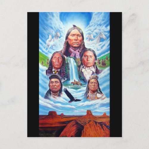 Native Americans Famous Indian Chiefs Painting Postcard