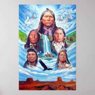 Native Americans Famous Indian Chiefs Painting Poster