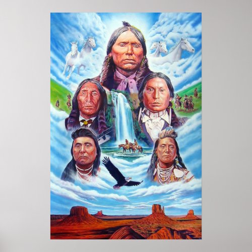 Native Americans Famous Indian Chiefs Painting Poster