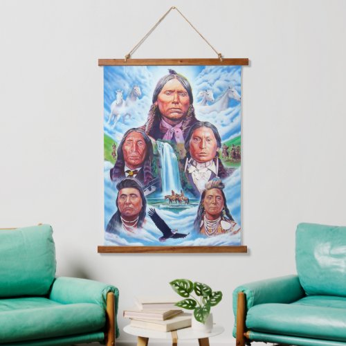Native Americans Famous Indian Chiefs Vertical Hanging Tapestry