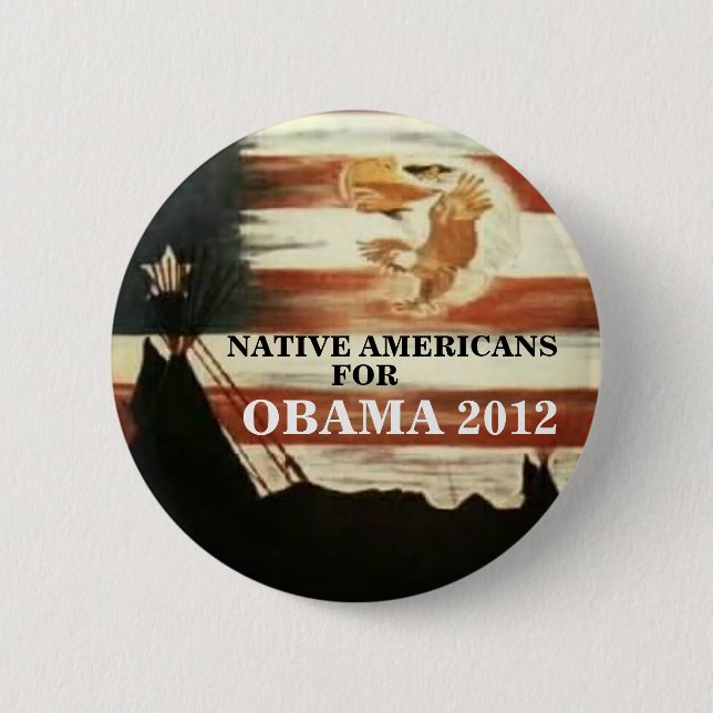 Native Americans for Obama 2012 Pinback Button (Front)